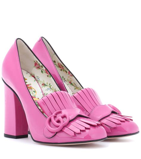 gucci pink patent shoes|Gucci patent leather heels.